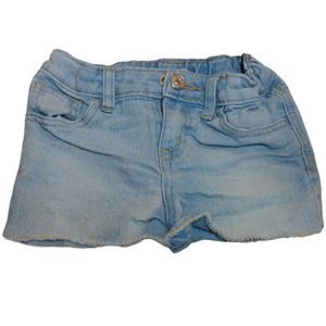Cherokee Little Girls Denim Blue Jean Shorts Adjustable Straps In A Size XS 4/5
